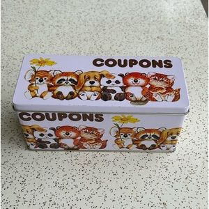 Vintage 1980s Enesco Critter Sitters Metal Coupon Box